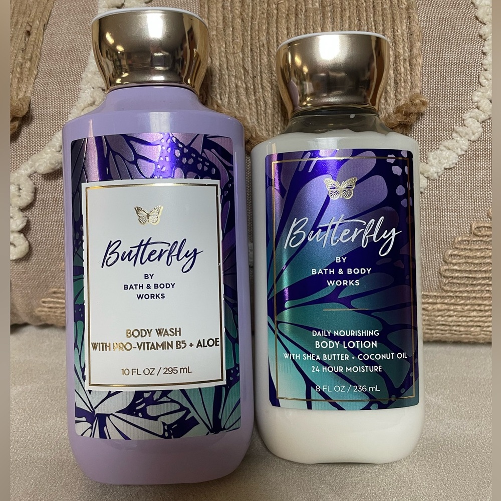 Butterfly Bath and Body Works Bundle of Body Wash and Body Lotion